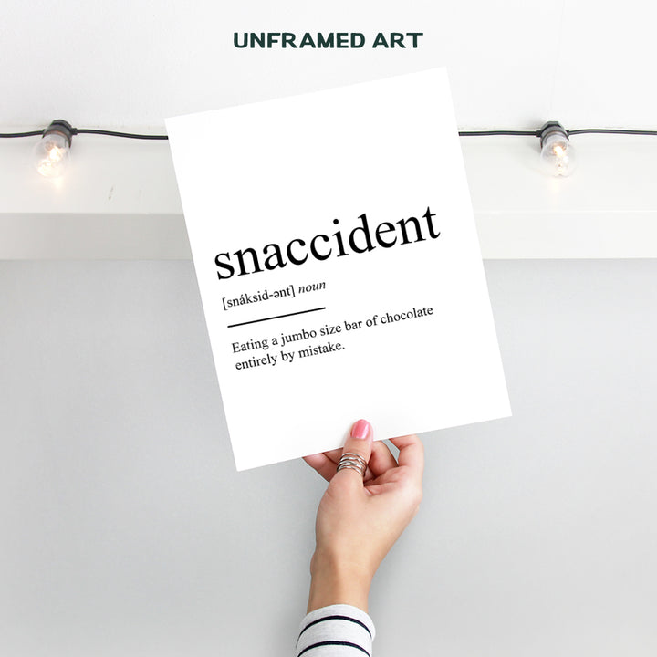 Snaccident Definition - Unframed Wall Art Print Typography - Makes a Great Gift for Kitchens - Funny Home Decor - Ready to Frame (8x10) Photo