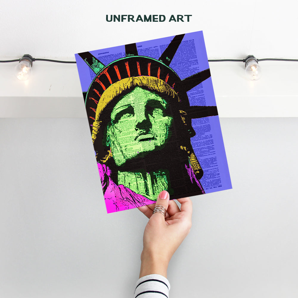 Statue of Liberty - Wall Art Print on Dictionary Photo - Ready to Frame (8X10) Vintage Photo - Makes a Great Gift for Home Decor, Living Room, Bedroom - New York City Pop Art - NYC