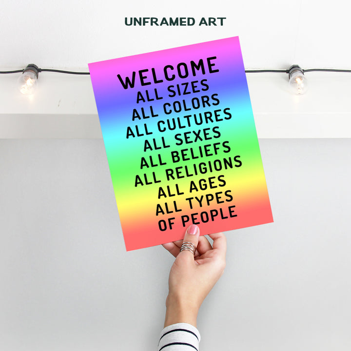 Welcome Sign - Welcome Wall Decor - Welcome Wall Art Picture - Welcome Poster Print - Home Office Store Bar - Black African American Art - LGBTQ Queer Gay Bi Lesbian Latino, Liberal Democrat Gifts