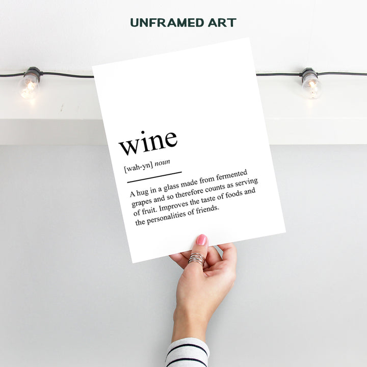 Wine Definition Typography Art Print - Funny Wall Art Poster - Contemporary Chic Home Decor for Kitchen, Bar, Man Cave, Dining Room - Gift for Foodie, Merlot, Pinot Noir, Cabernet Fans - 8x10 Photo