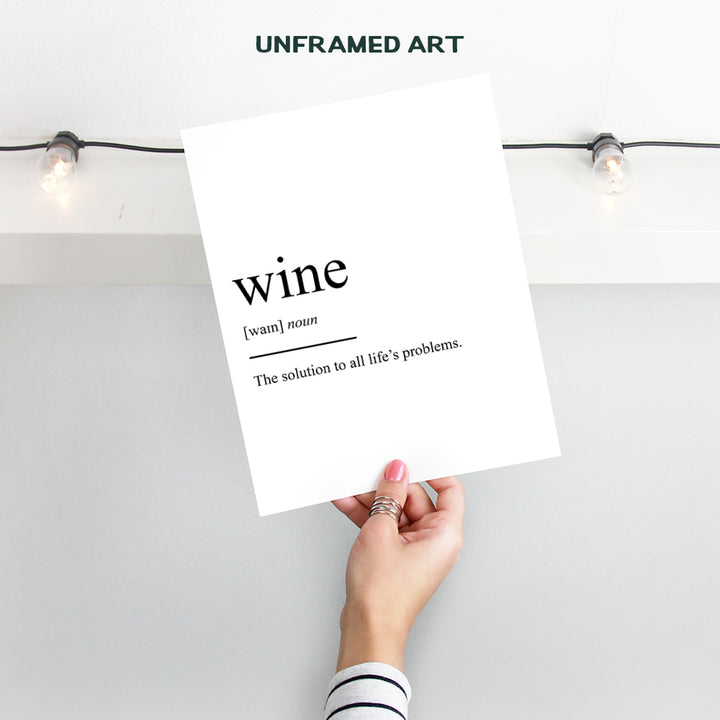 Wine Definition - Unframed Wall Art Print Typography - Makes a Great Gift for Kitchens - Funny Home Decor - Ready to Frame (8x10) Photo