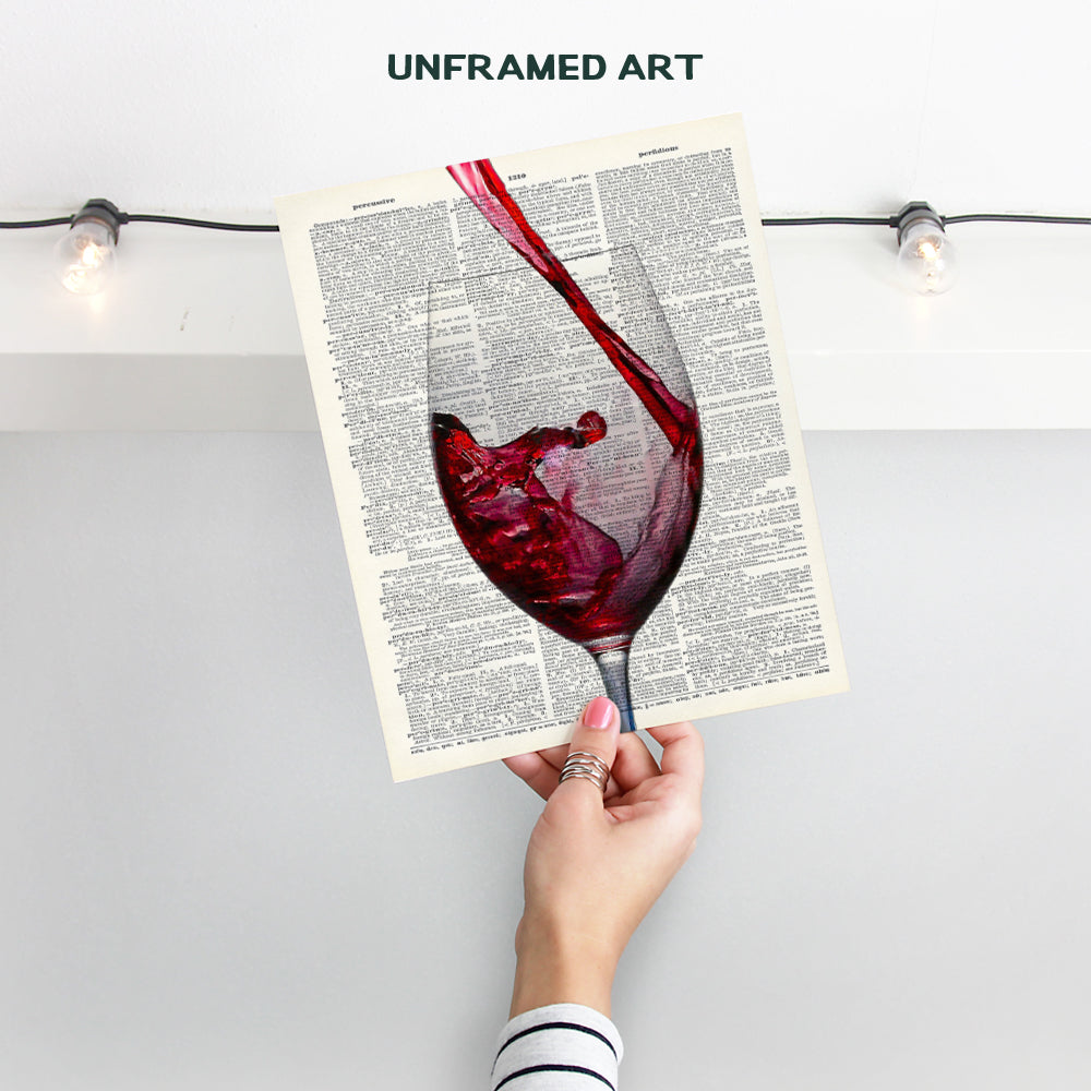 Upcycled Wine Dictionary Wall Art Prints - 8X10 Vintage Unframed Photo - Perfect Gift for Game Room, Bar, or Man Cave Decor