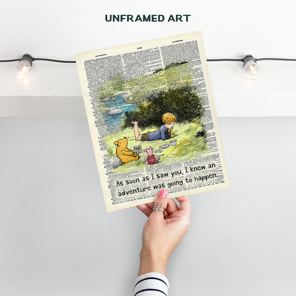 Winnie Pooh Quote Upcycled Dictionary Art - A. A. Milne Vintage Wall Art print, Poster - Home Decor Room decoration for Nursery or Kids Room - Gift for Girls, Boys, Moms, Baby shower - 8x10 Unframed