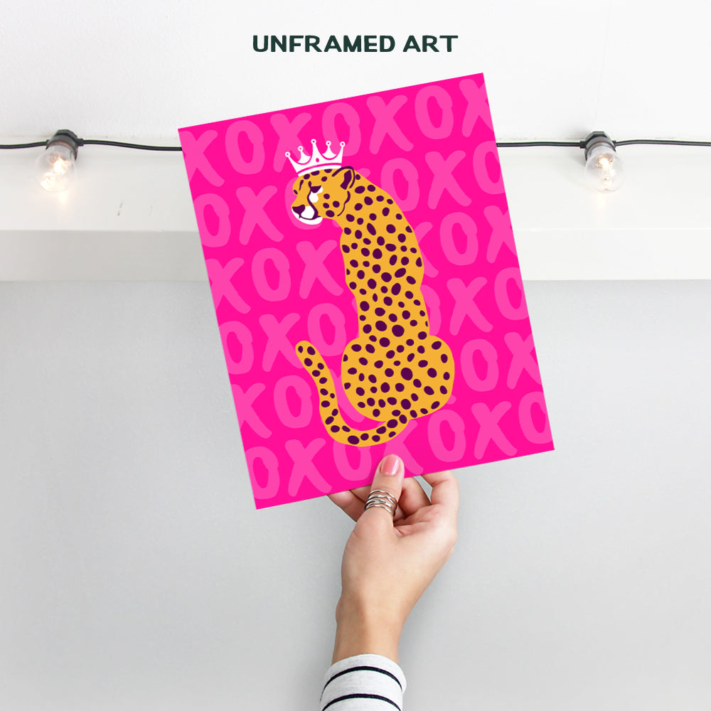 Cheetah Wall Art - Cheetah Print Wall Decor - Indie Trendy Aesthetic Room Decor - Pink Preppy Room Decor - Yellowbird Art & Design Wall Art - Leopard Home Decor - Teen Girls Womens Bedroom Decor