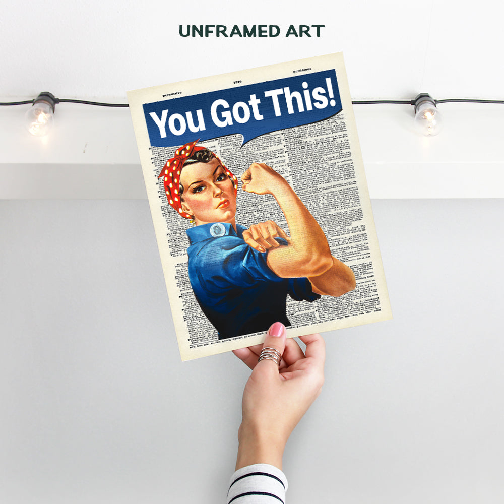 You Got This on Photo of Dictionary Page - Unframed Wall Art Print - Great Motivational or Inspirational Gift - Cool Home Decor - Ready to Frame Vintage (8x10) Photo - Rosie The Riveter