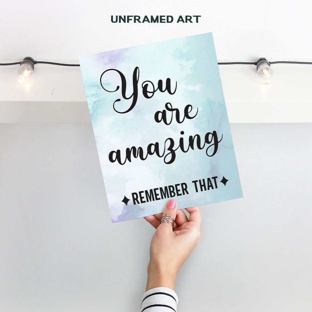 You Are Amazing Typography - Unframed Watercolor Wall Art Print - Makes a Great Gift for Teachers - Chic Home Decor - Inspirational and Motivational - Ready to Frame (8x10) Photo