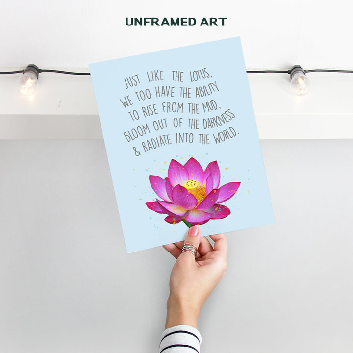 Inspirational Zen Lotus Quote Wall Art Decor Print - Spiritual 8x10 Home, Office, Apartment, Yoga Studio, Meditation Room Decor - Motivational Gift for Buddhist, Buddha Fan - Unframed Poster Print