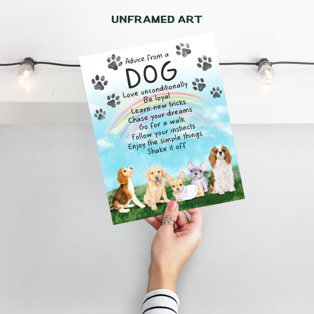 Dog Wall Art & Decor - Dog Quotes Wall Decor - Dog Gifts for Women, Girls, Dog Lover - Dog Poster - Puppy Wall Decor - Dog Wall Decor - Inspirational Wall Art - Uplifting Encouraging Positive Sayings