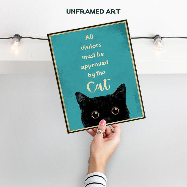 Cat Welcome Sign - Funny Cat Wall Decor - Cute Cat Poster - Cat Wall Art - Black Cat Decorations - Cat Home Decor - Cat Themed Gifts - Cat Lover Gifts for Women, Men - Cat Lover Gifts - Cat Lady