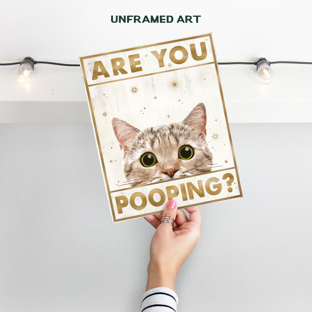 Cute Cat Bathroom Wall Art - Bathroom Wall Decor - Bathroom Decor Pictures for Women Men Kids - Modern Bathroom Accessories - Restroom Sign - Powder room decoration - Cat Lovers Funny Bathroom Decor