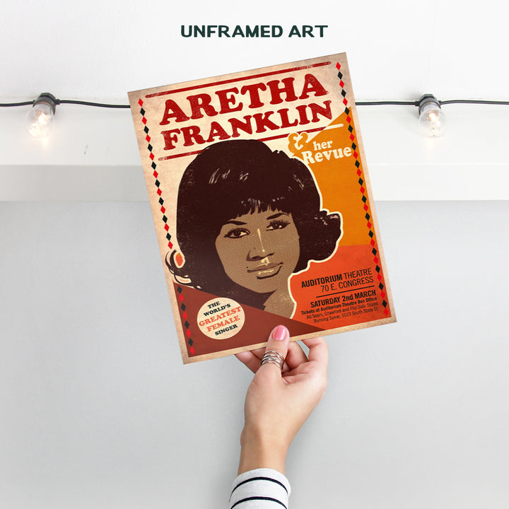 African American Aretha Franklin Decor - Motown R&B Gospel Music Wall Art - Vintage Concert Poster - Afro Black Culture - African American Women - Black Art - Black History