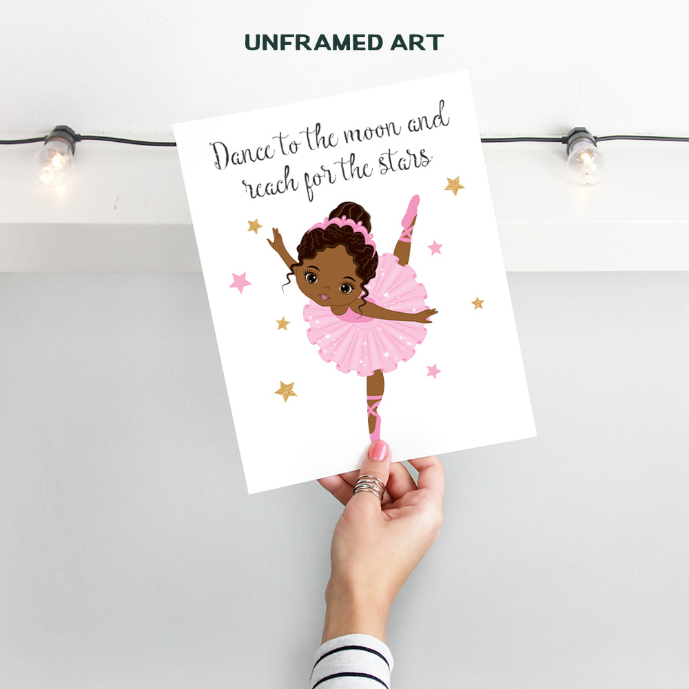 Black Wall Art for African American Girl Black Girl Gifts African American Girl Gifts - African American Wall Art - Afro Wall Art - Ballerina Wall Decor - African American Little Girls Room Decor 8x10