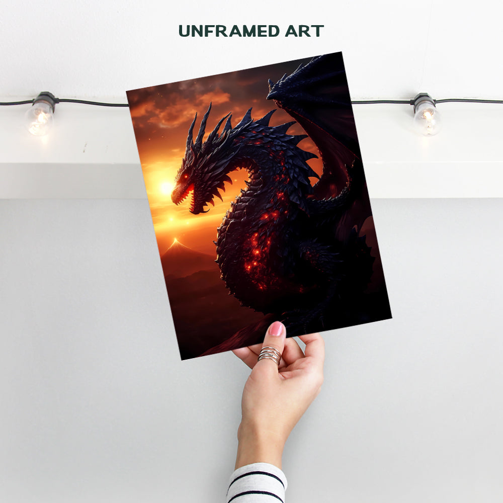 Sci Fi Dragon Wall Art - Dragon Wall Decor - Video Game Room Decor, Gamer Room Decor, Gaming Room Decor - Dorm, Man cave, Boys Bedroom, Teen Boys Room Decor for Men - Fantasy Decor - Posters for Men