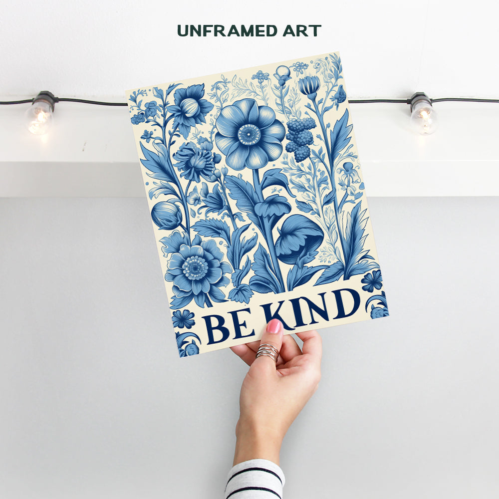 Be Kind Wall Decor - Cute Wall Decor for Women - Aesthetic Room Decor - Living room Decor - Shabby Chic Wall Decor, Inspirational Wall Decor - positive Wall Decor - Garden Wall Art, Blue Bedroom Decor