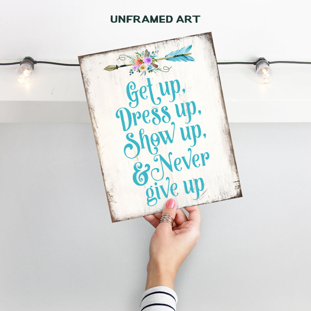 Inspirational Wall Art - Uplifting Encouragement Gifts for Women - Bohemian Motivational Wall Decor - Light Blue Boho Wall Art - Positive Quotes - Sayings for Wall Decor - Rustic Arrow Wall Decor