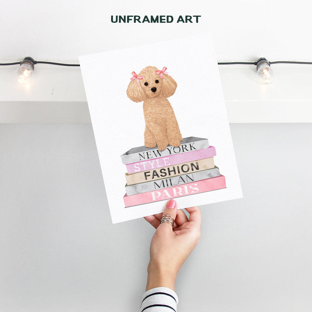 Fashion Dog Bedroom Wall Art - Yellowbird Art & Design Pink Nursery Little Girls Room Decor - Designer Wall Decor Poster - Poodle decoration - Bling Fashion design Fashionista Gift UNFRAMED 8X10