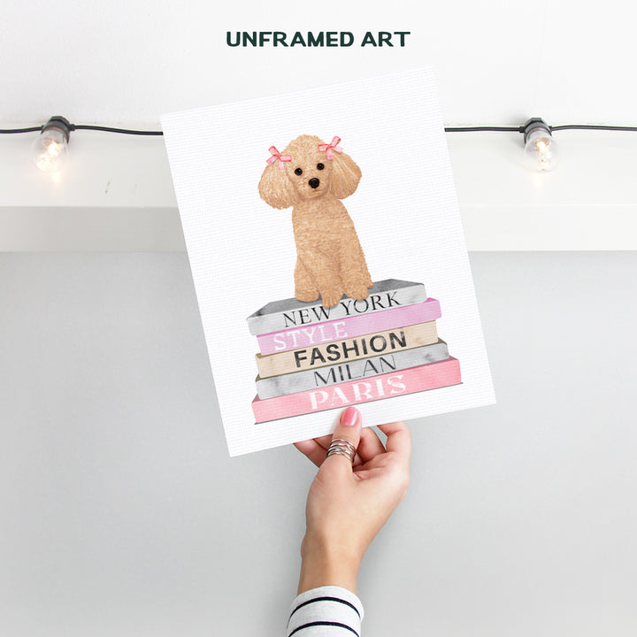 Fashion Dog Bedroom Wall Art - Yellowbird Art & Design Pink Nursery Little Girls Room Decor - Designer Wall Decor Poster - Poodle decoration - Bling Fashion design Fashionista Gift UNFRAMED 8X10