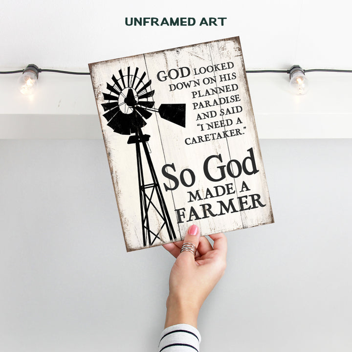 So God Made a Farmer Wall Decor - 8x10 Farm Poster - Farm Wall Art Sign - Farm Pictures - Farm Wall Decor for Living Room, Kitchen - Christian Religious Gifts - Farmhouse Decor - Paul Harvey