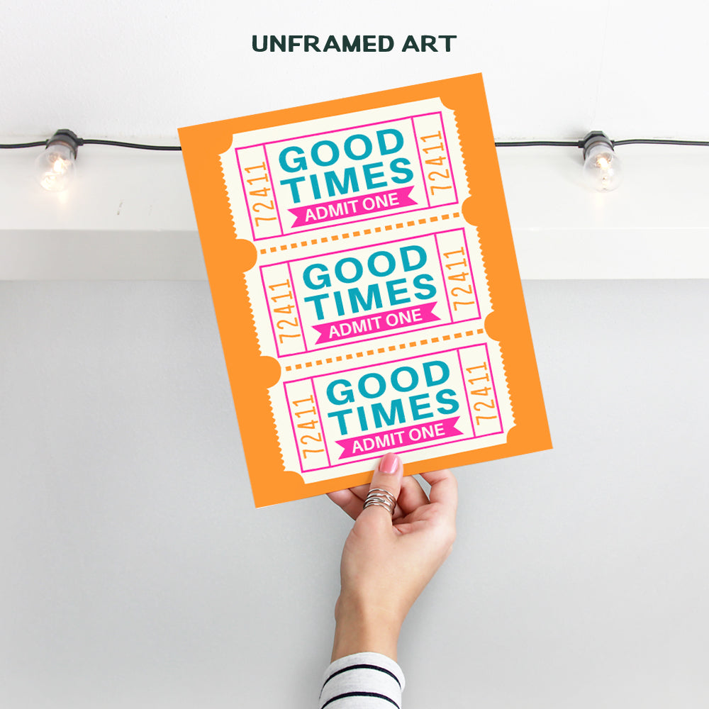 Good Times Trendy Wall Decor - 70s Pop art Retro style Cute Preppy Room Decor - positive Indie Minimalist Wall Art - Funky Wall Art, Eclectic Wall Decor for Women - Chic Home Decor Living room 8x10