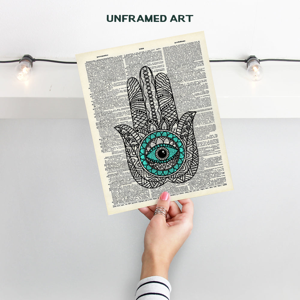 Evil Eye - Hamsa Wall Decor - Hamsa Hand - Hand of Fatima - Spa Wall Decor - Hindu, Buddhism, Zen Decor - Meditation Decor - Jewish, Spa Wall Decor - Yoga Wall Art - Spiritual Gifts