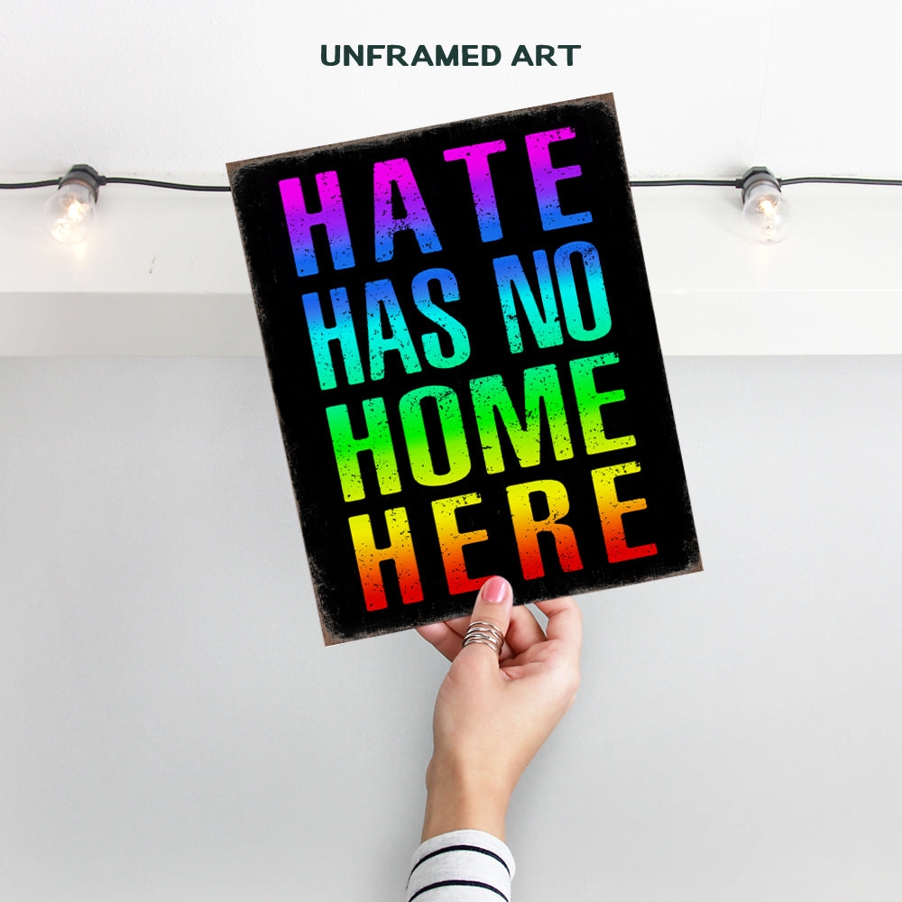 Hate Has No Home Here Sign Wall Art - Black Art - African American Wall Art Poster - Black Lives Matter, LGBTQ Home Decor, Room Decoration - Gift for Queer, Gay, Bi, Lesbian, Latino, Liberal Democrats