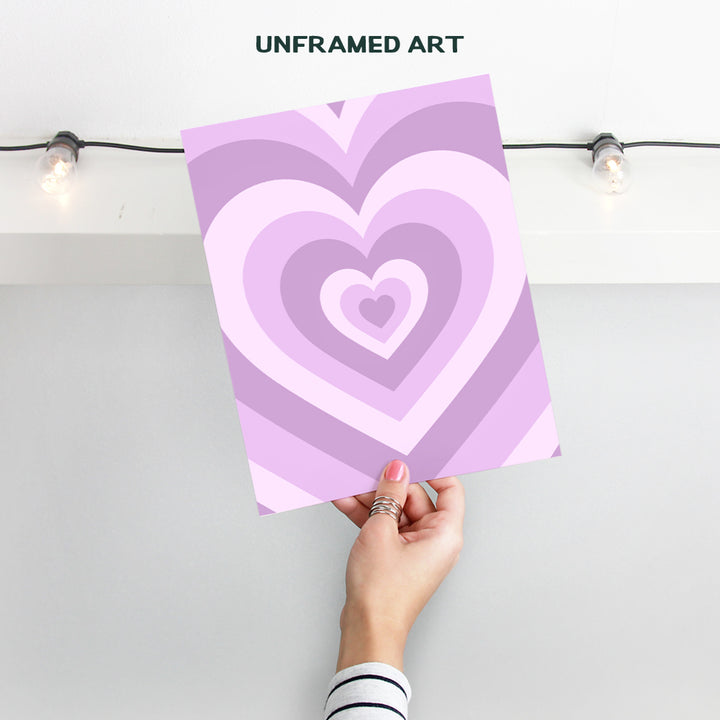 Light Purple Heart Wall Decor - cute Baby Girl Boy Nursery Decor - Indie Preppy Trendy Dorm Teen Room Bedroom Mid-century modern Minimalist Love Wall Art - Lavender Pop art Retro Aesthetic Room Decor