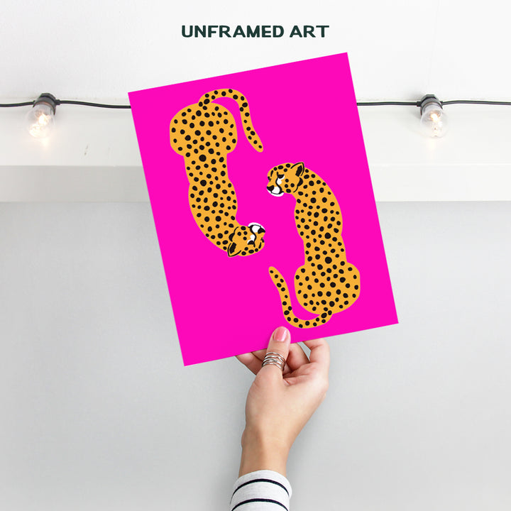 Pink Preppy Room Decor - Wall Decor Aesthetic - Cheetah Print Wall Decor - Mid-century modern Minimalist Wall Art & Decor - Leopard Print Wall Decor - Girls Womens Bedroom Decor - Modern art Pop art