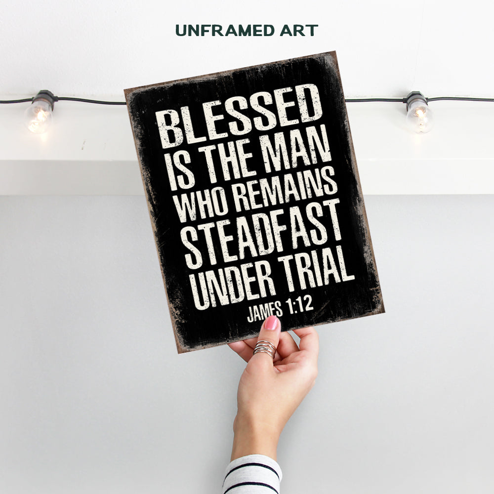 Christian Gifts for Men - Blessed Wall Decor - Masculine Christianity - Religious Gifts for Men - Bible Verse Wall Art - Scripture Wall Art - Inspirational God Wall Decor - Catholic Gifts for Men