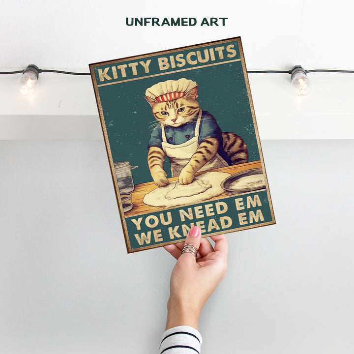 funny Cat Stuff Kitchen Decor - Cute Cat Cafe Wall Art - Silly Wall Decor for Dining room, Farmhouse, Apartment, Cat Mom, Kitty Lover - funny Sayings Kitchen Accessories, Restaurant Decorations