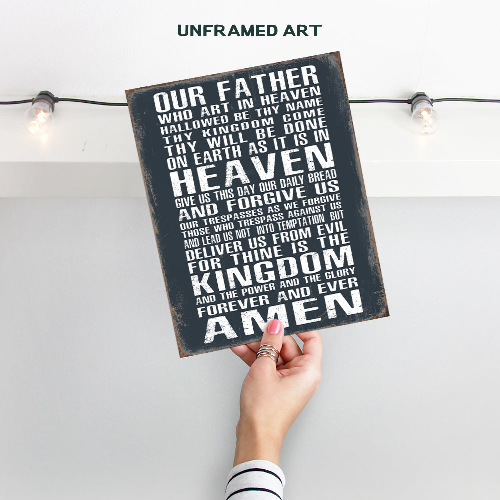 The Lords Prayer Wall Art - Religious Gifts for Men, Guys - Christian Gifts for Men, Boys - Spiritual Catholic Gifts for Men - Rustic Man Cave Decor, Boys Bedroom, Home Office - Catholic Gifts for Men