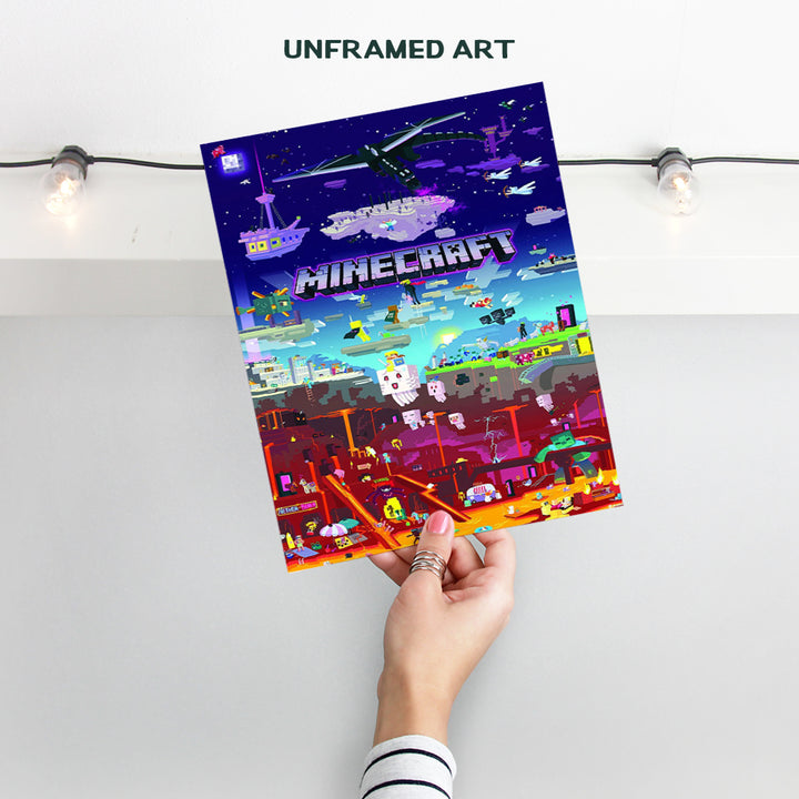 Minecraft Poster - 8x10 Minecraft Wall Decor - Minecraft Party Decorations - Cool Unique Gift for Boys, Men, Gamer, Video Game, Arcade Games, Xbox, Nintendo, Gaming Fan - Game Room Decor