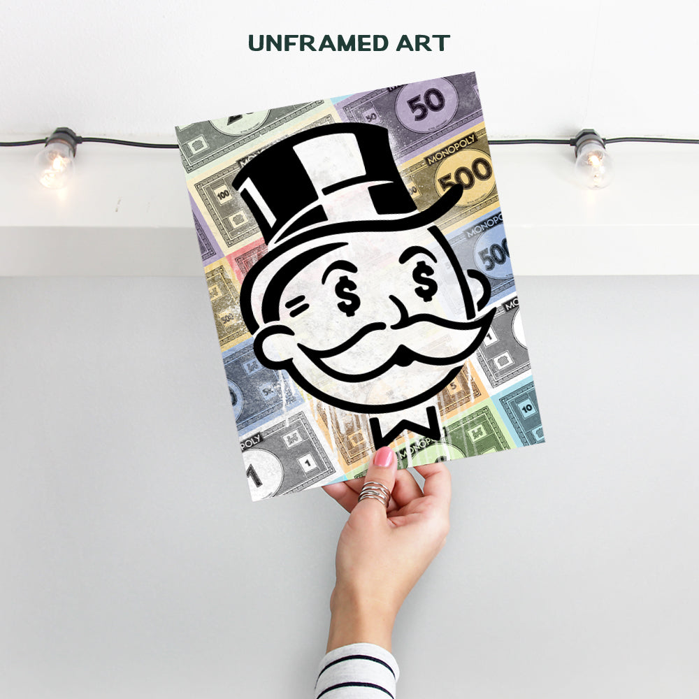 Entrepreneur Wall Art - Home Office Wall Decor - Motivational Wall Art - Poster of Alec Monopoly Style Wall Art - 8x10 Money Wall Art - Graffiti Wall Art - Inspirational Decor for Men, Teens, Man Cave