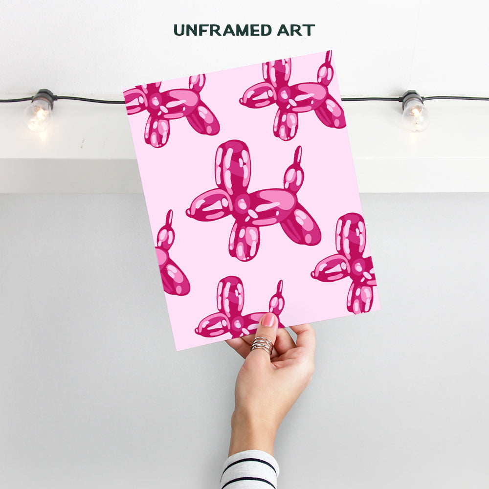 Balloon Dog Wall Art - Aesthetics Contemporary art - Preppy Room Decor - Pink Bedroom Decor for Woman - Minimalism Modern art Poster - Girl Teen Room Decor - Pop art decoration UNFRAMED 8x10