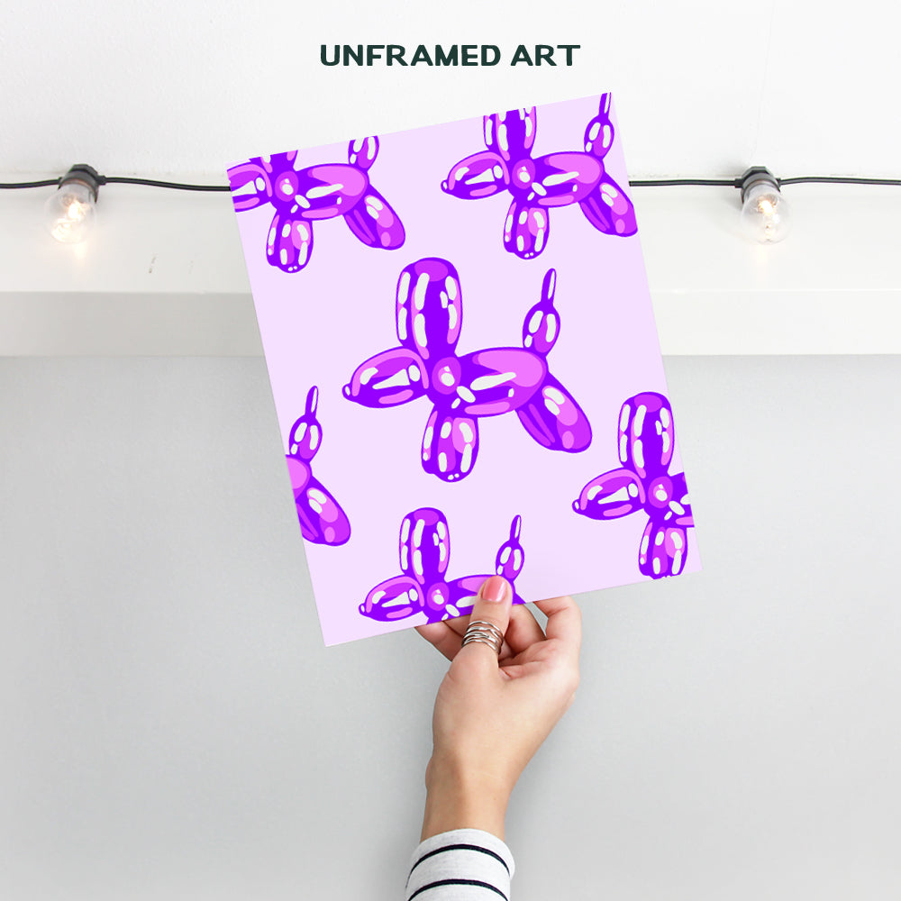 Balloon Dog Pop art - Trendy Pink Purple Wall Decor Preppy Contemporary art for Teen Girl, Woman, College Dorm Room Decorations, Bedroom, Bathroom - Minimalist Modern art Aesthetic Wall Art for Women