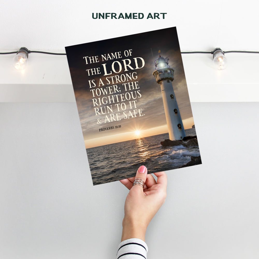 Religious Wall Decor - Lighthouse Wall Art - Catholic Christian Gifts for Men - God Wall Decor - Inspirational Motivational Proverbs - Spiritual Wall Decor - Scripture Wall Art -Masculine Christianity