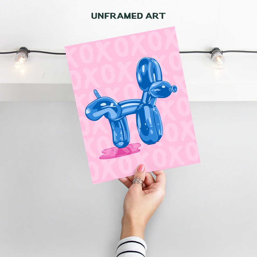 Balloon Dog Bathroom Wall Art - Funny Blue Bathroom Decor - Contemporary Modern art Pop art Poster - Cute Aesthetic Room Decor - Preppy Wall Art - Pink VSCO Trendy Wall Art - Yellowbird Art & Design