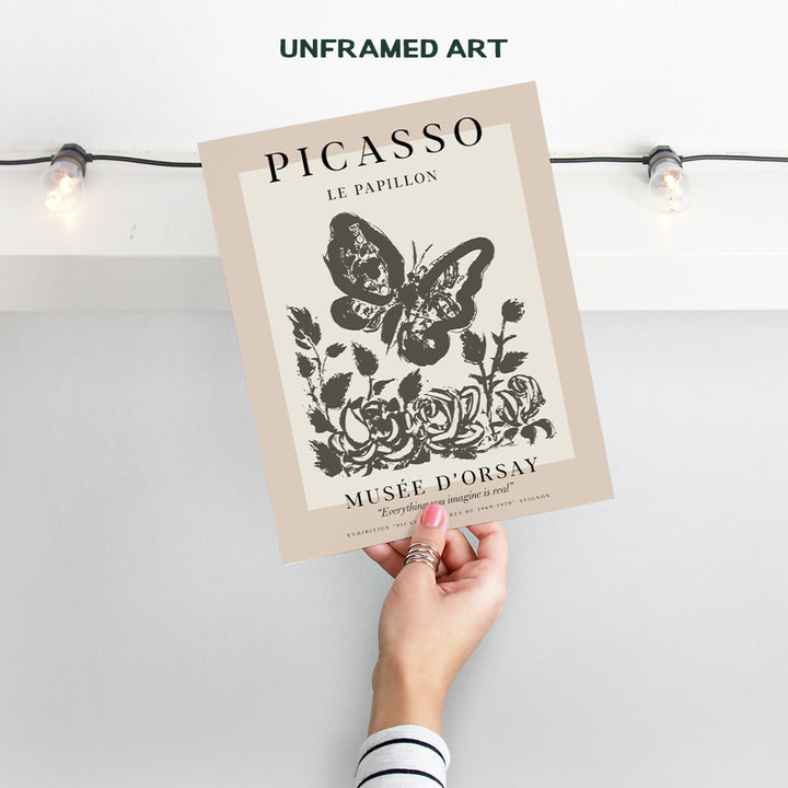 Pablo Picasso Poster Wall Art & Decor - 8x10 Modern Wall Art Prints - Gallery Wall Art - Museum Poster - Contemporary Wall Art - Butterfly Picture - Living Room, Bedroom - Women Housewarming Gift