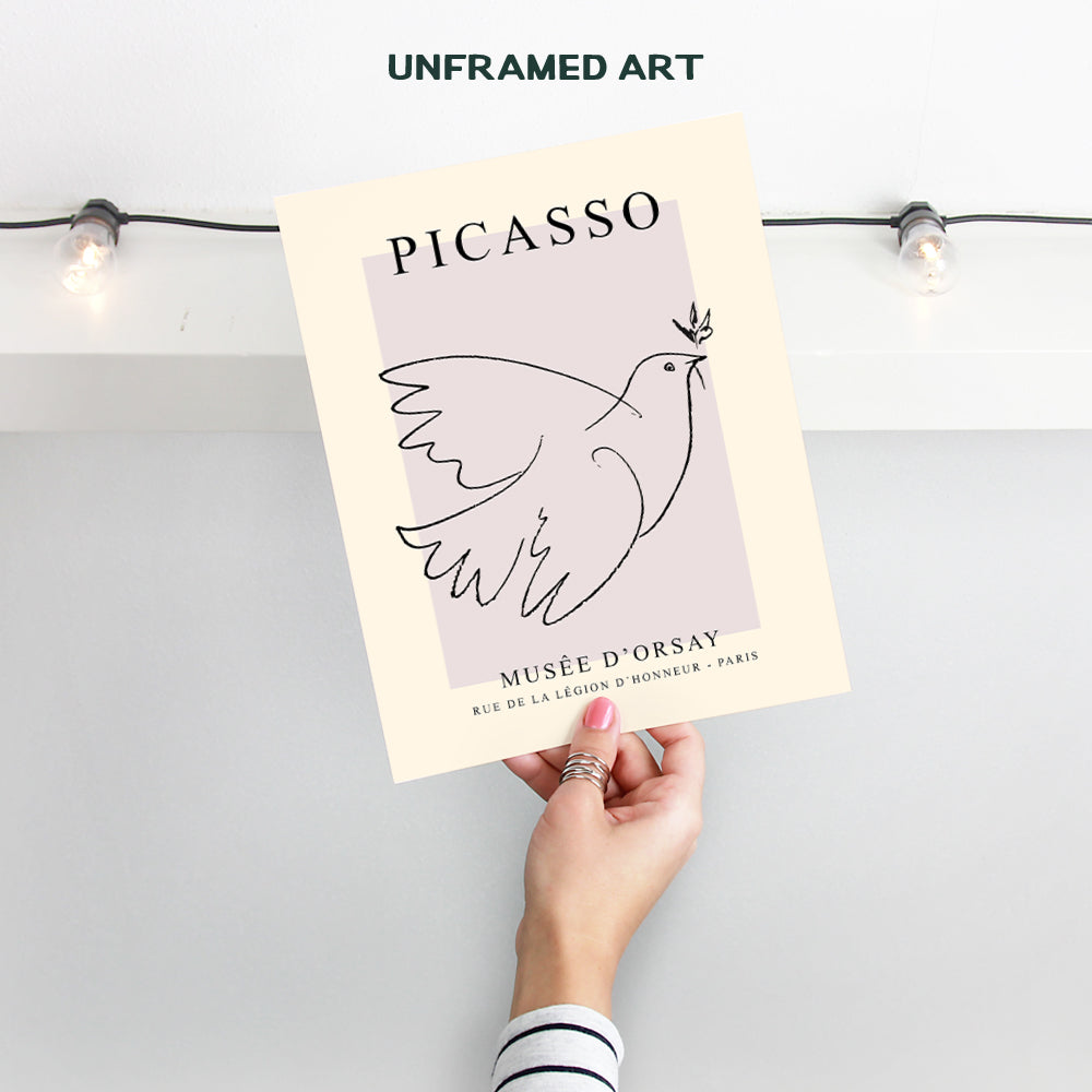 Pablo Picasso Wall Art & Decor - Pablo Picasso Poster 8x10 - Picasso Wall Art - Dove of Peace Picasso - Pablo Picasso Prints - Gallery Wall Art - Museum Poster - The Impressionists Decor - Pink