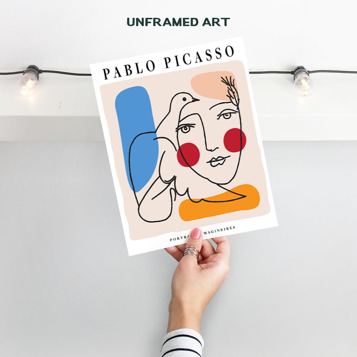 Pablo Picasso Wall Art & Decor Poster - 8x10 Abstract Mid Century Modern Contemporary Wall Art - Minimalist Museum Poster - Gallery Wall Art - Dove of Peace Picture - Living Room, Bedroom, Home Office