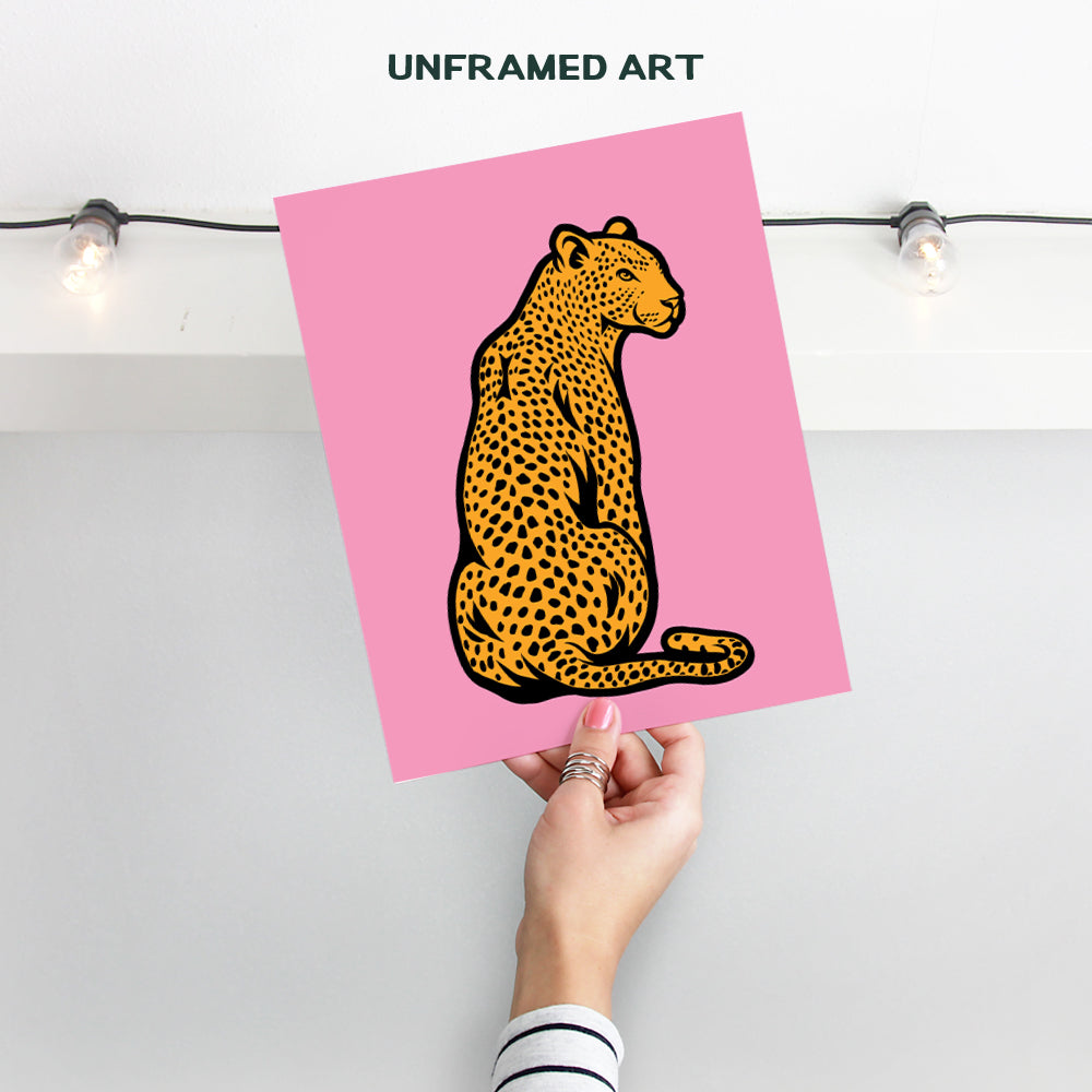 Leopard Pop art Wall Decor for Women - Cheetah Print Wall Decor - Chic Retro Wall Decor - Trendy Mid Century Modern Wall Art - Cute Aesthetic Teen Room Decor - Preppy Wall ArtGirls Bedroom Decor