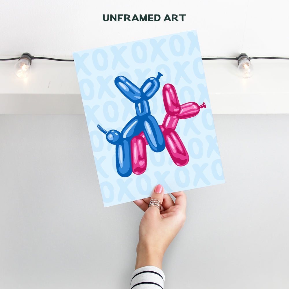 Balloon Dog Aesthetic Wall Art - Pink Blue Bedroom Wall Art - Pop art Modern art Poster - Yellowbird Art & Design - Preppy Room Decor - Trendy Room Decor - Dorm Room Decor UNFRAMED 8x10