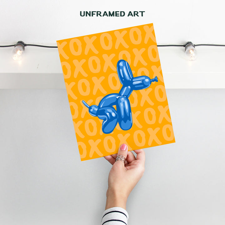 Balloon Dog funny Bathroom Decor - Restroom Sign Preppy Wall Decor - Trendy Wall Decor - Modern Bathroom Decorations - XO Wall Decor - 60s Decor, 70s Maximalist Wall Art - Orange Blue Funky Wall Decor