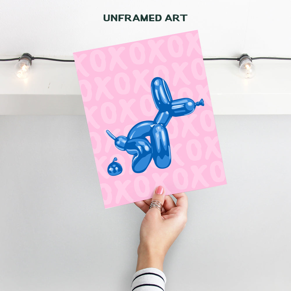 Pink Blue Bathroom Decor - Funny Bathroom Wall Art - Cute Aesthetic Room Decor - Preppy Room Decor - Yellowbird Art & Design Balloon Dog Pop art Minimalist Modern art Poster - VSCO Dorm Room Decor