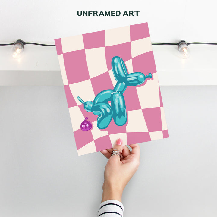 Balloon Dog funny Bathroom Decor - Cute Light Blue Purple Wall Decor for Contemporary Bedroom Decor Aesthetic - small Apartment Decor for College Dorm, Teen Girls Room, Women - Trendy Preppy Pop art