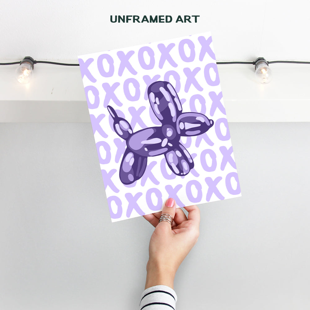 Balloon Dog Purple Wall Decor - Pop art Retro style Minimalist Modern art - 70s Trendy Aesthetic Room Decor - Teen Bedroom Decor for Women - Girls Room Decor - Dorm Room Wall Collage Gallery Wall Art