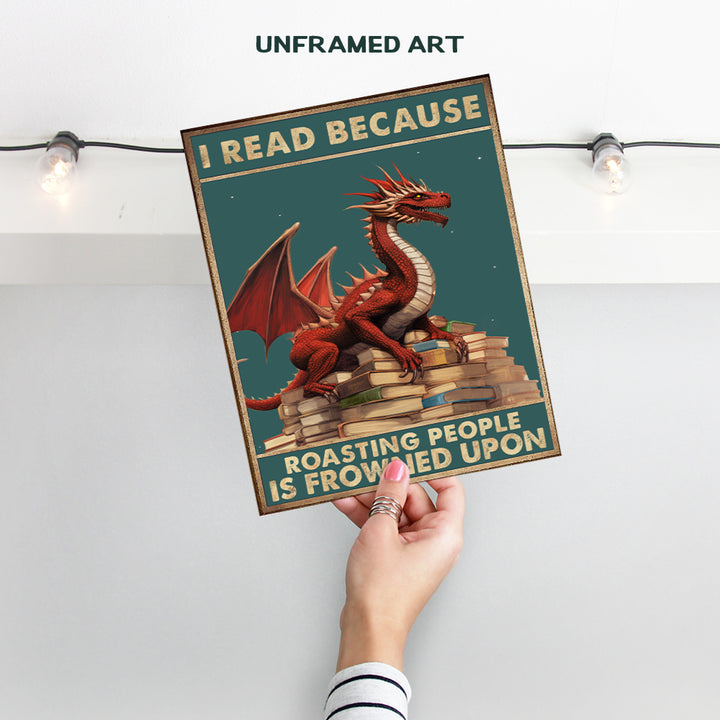 Classroom Decor for Kids - Educational Posters - Gothic Dragon Wall Art - Elementary School Inspirational Wall Art - Homeschool Teacher Gifts - Family Room Wall Decor - Funny Motivational Wall Decor