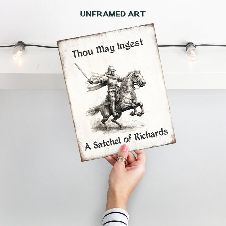 Funny Wall Decor Medieval Art - Sarcastic Funny Gifts - Knight Home Decor - Funny Sayings - Office Wall Decor - Dorm Room Decor - Vintage Art - Teen Boys Room Decor for Men - Man cave Sign - Gag Gifts