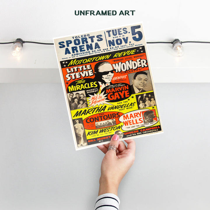 Motown Black Music - African American Wall Art - Black Art - Black Culture - Black History - Stevie Wonder, Marvin Gaye Concert Posters Wall Decor - Famous African American History - Afro Wall Art