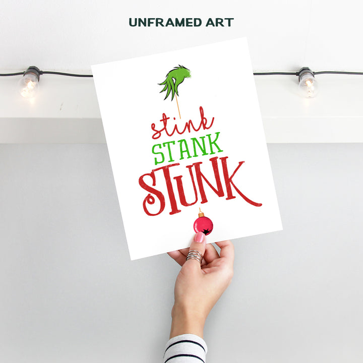 Stink Stank Stunk - Christmas Decorations w/Ornament - Funny Christmas Decorations for Kids - Holiday Decorations Home Decor - Xmas Decorations - Cute Christmas Poster - Christmas Wall Art