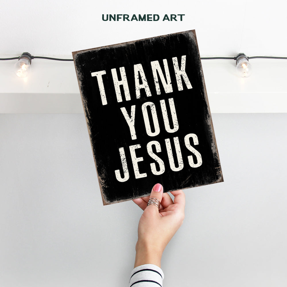 Jesus Decor - Jesus Wall Art - Thank You Wall Decor - Spiritual Catholic Christian Gifts for Men, Women - Religious Wall Decor - Positive Quotes Home, Room Decor - God Wall Decor - Faith Wall Art